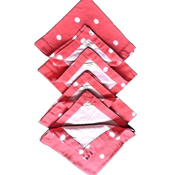 Set 4 KATE SPADE New York POLKA DOT Napkins 100% Cotton Orange White 20 x 20 - Picture 3 of 5